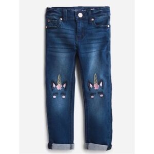 Revery Kids Medium Wash Unicorn Embroidered Skinny Jeans Girls 6